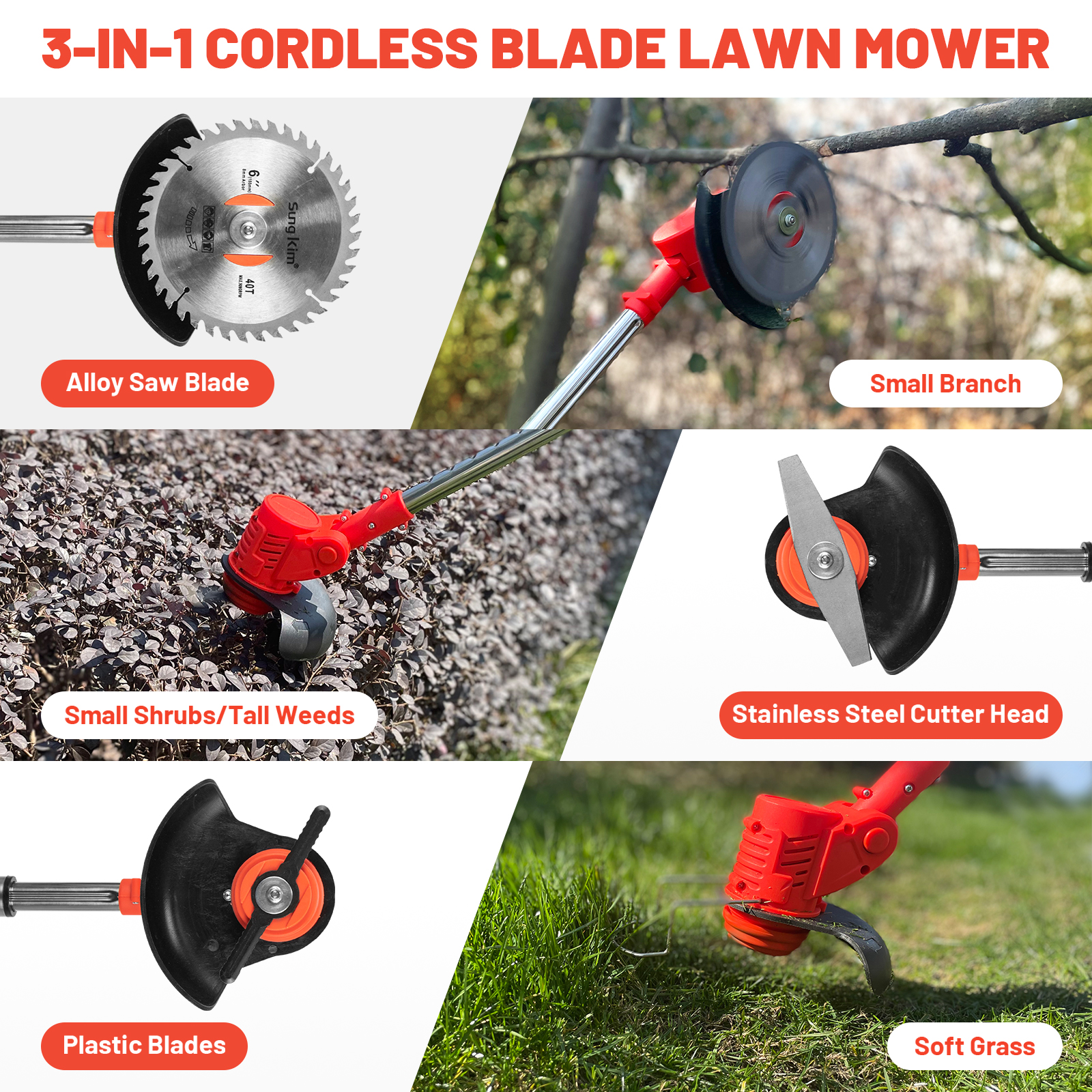 DUH003-21V Brush Household Agricultural Multi-functional Rechargeable Lithium Battery Weeder