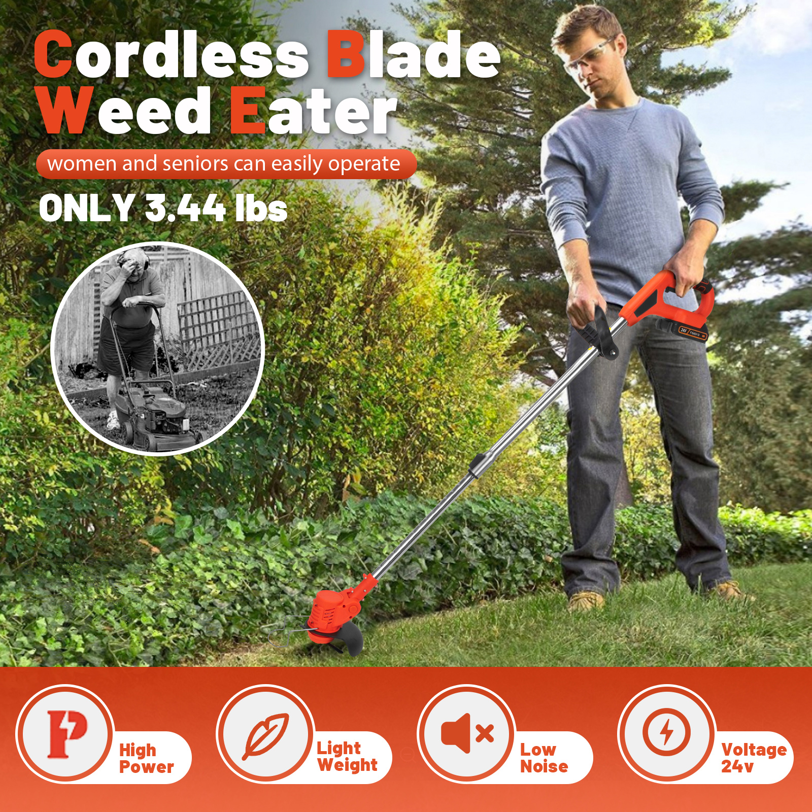 DUH003-21V Brush Household Agricultural Multi-functional Rechargeable Lithium Battery Weeder